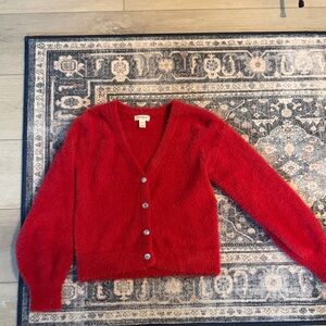 Cat & Jack Girls Fuzzy Crystal-Button Sweater